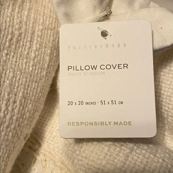 NWT Pottery Barn Palm Leaf Cream White Textured Knit Pillow Cover with sequins - Picture 7 of 11